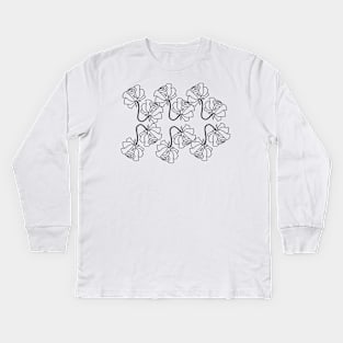 Rose outline pattern Kids Long Sleeve T-Shirt